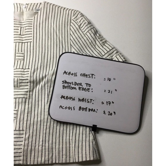 Vtg Gene Roye Womens Striped Geometric Panel Woven Blouse Top Shirt Size 10 S M - Picture 9 of 12